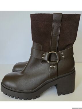 Blondo Rebel Waterproof Leather Chunky Heel Boots 9 NEW